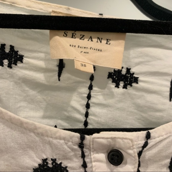 Sezane Cream and Black Patterned Blouse - Picture 4 of 4